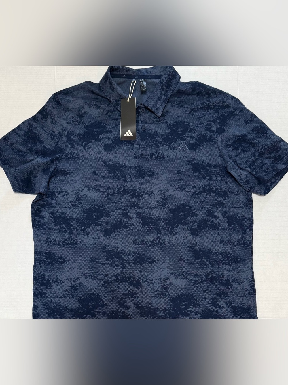 NWT adidas Go-To Printed Golf Polo Men’s Large Navy Blue